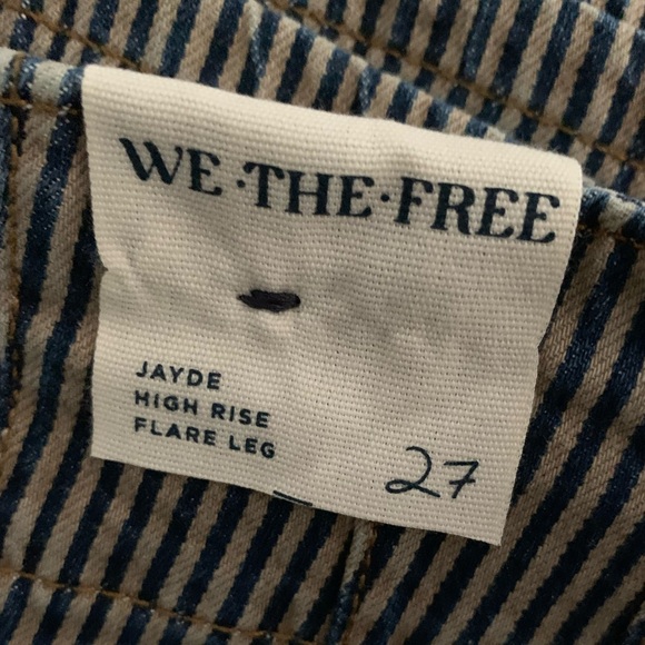 FREE PEOPLE Jayde High Rise Flare Leg Jeans Railroad Stripe - Picture 8 of 12